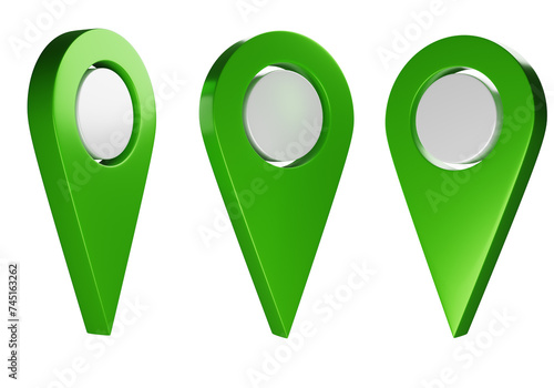 Green geotags. Geotags in d...