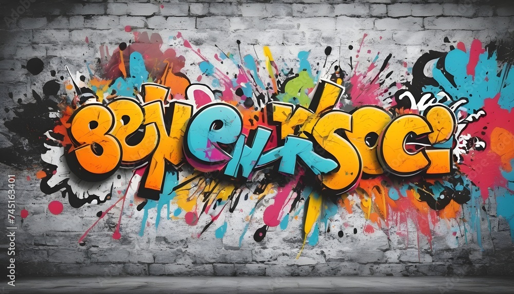 Obraz premium graffiti wall abstract background, Generative Ai not real photo, idea for artistic pop art background backdrop