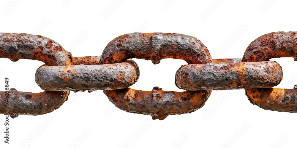 Rusty shipyard metal chain link on white or transparent background Rusty shipyard metal chain link on white or transparent background