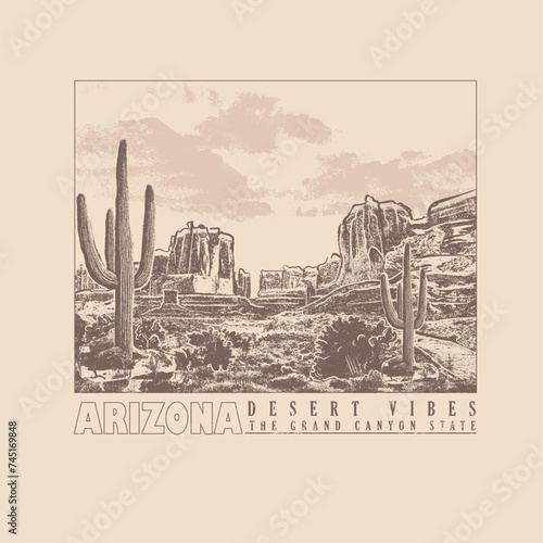 Arizona the grand canyon crate, desert vibes, Desert vibes graphic print for fashion and others.