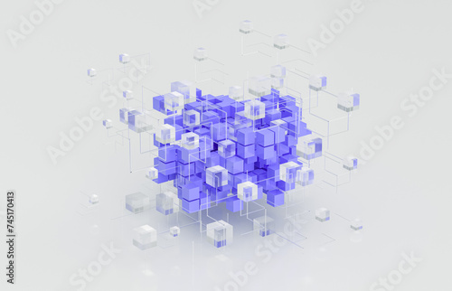 Abstract futuristic innovation business technology background with isometric 3d cube. 3d rendering.