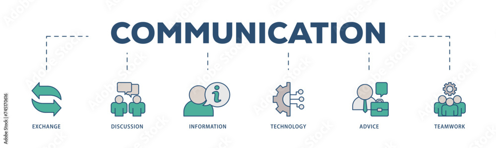 Communication icons process structure web banner illustration of exchange, discussion, information, technology, advice, and teamwork icon live stroke and easy to edit Communication icons process structure web banner illustration of exchange, discussion, information, technology, advice, and teamwork icon live stroke and easy to edit