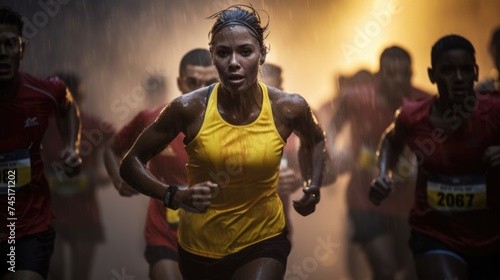 runners in a rainy race in the rain