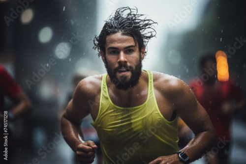 runners in a rainy race in the rain © cff999