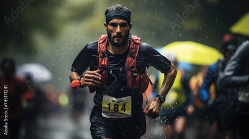runners in a rainy race in the rain © cristian