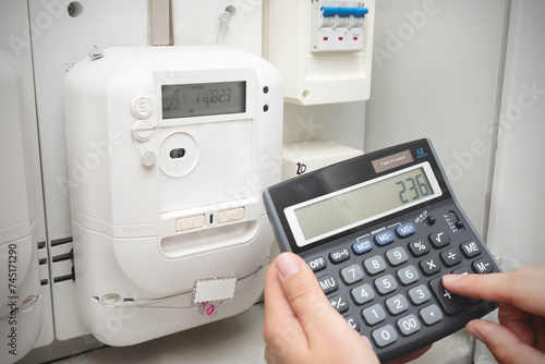 Принти на полотні Electricity bills concept with watthour meter