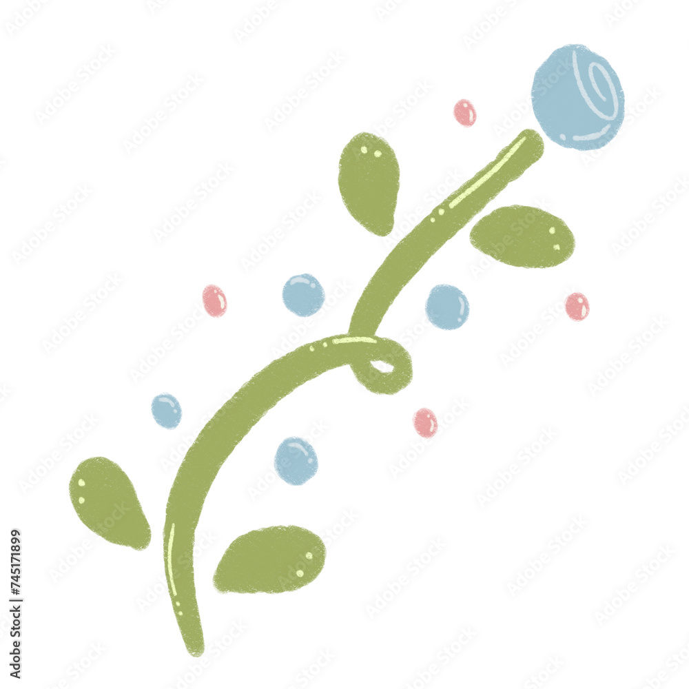 cute blue pink and green floral ornament