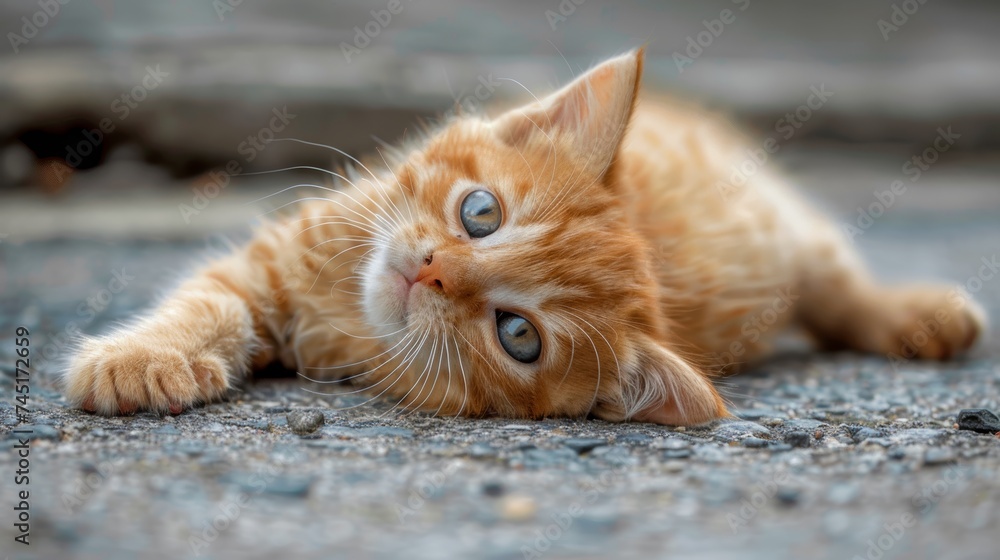 Cute Orange Kitten Laying on Back Cute Orange Kitten Laying on Back