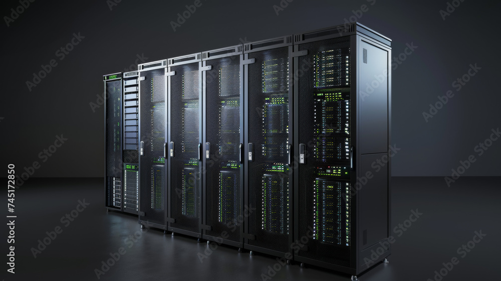 Data Center, Server Racks, Internet of Things, Data Flow, Digitalization of Internet Traffic. Data Center, Server Racks, Internet of Things, Data Flow, Digitalization of Internet Traffic.
