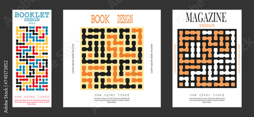 Geometric composition. A set of colored cover pages for a book, a catalog magazine. A template for a banner, poster and brochure. An abstract version of modern design