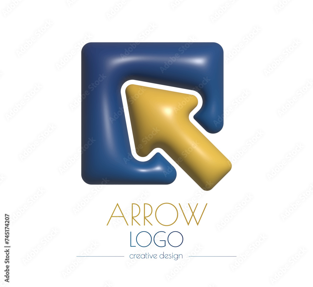 3d arrow logo. A template for a brand, ID, sticker, sticker, or pictogram. Social network icon, corporate design idea 3d arrow logo. A template for a brand, ID, sticker, sticker, or pictogram. Social network icon, corporate design idea