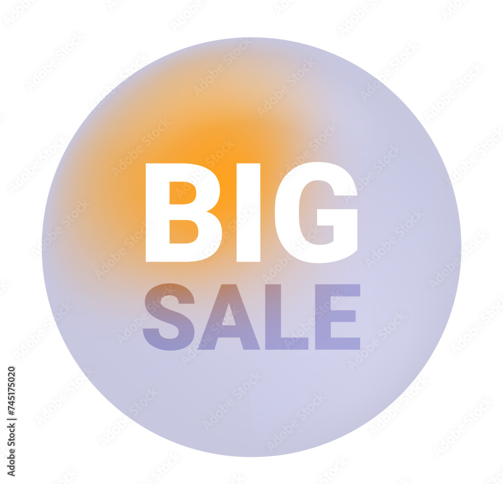 Big sale glass label on isolated background. Discount round icon Big sale glass label on isolated background. Discount round icon