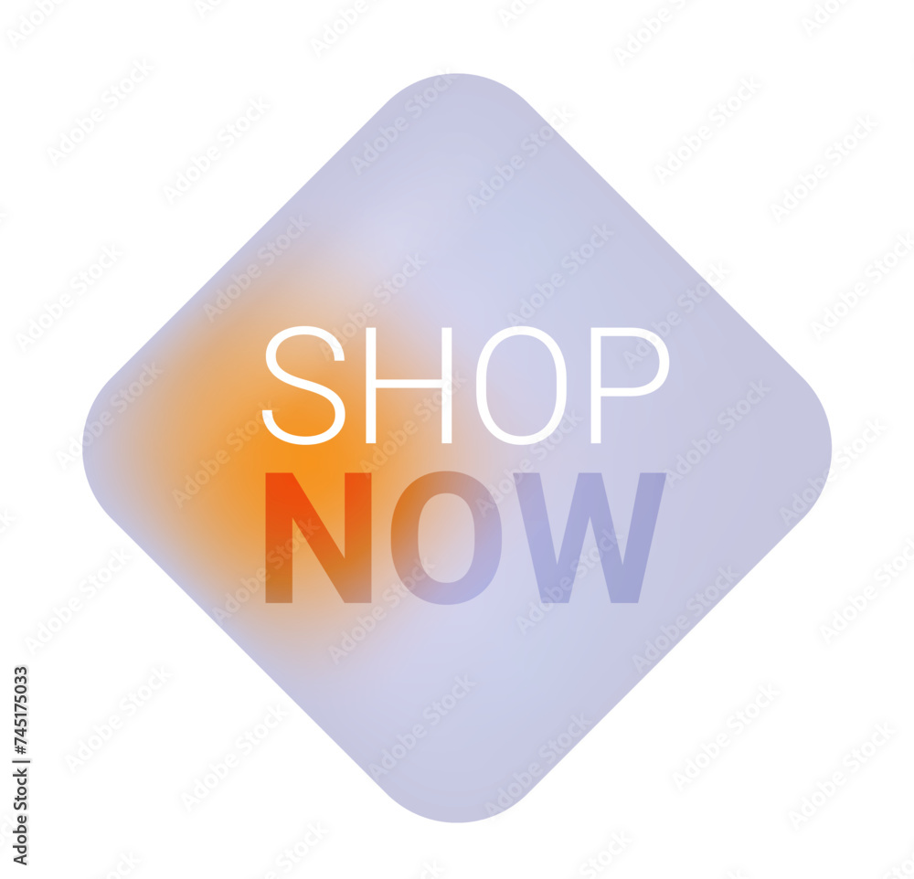 Shop now glass label on isolated background. Discount rhombus icon Shop now glass label on isolated background. Discount rhombus icon