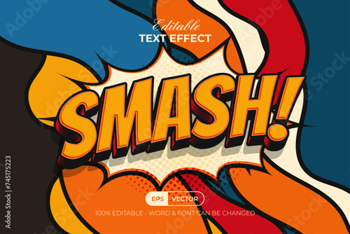 Smash Text Effect Comic Style Theme. Editable Text Effect Pop Art Background.