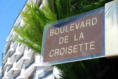 Boulevard de la croisette sign in Cannes photo