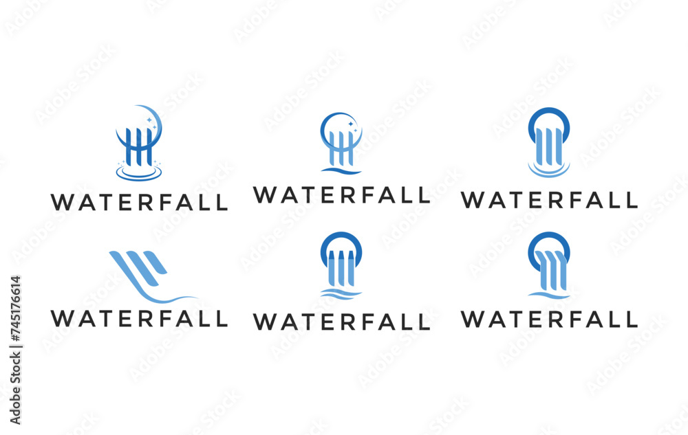 set of waterfall logo design creative idea set of waterfall logo design creative idea