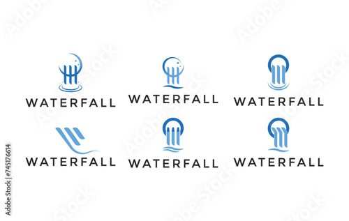 set of waterfall logo design creative idea