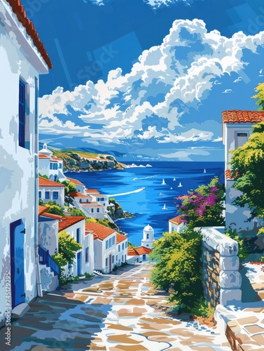Street Painting With Ocean View