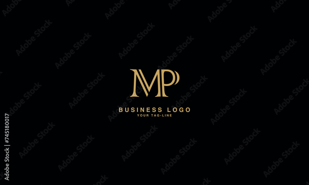 MP, PM, M, P, Abstract Letters Logo Monogram