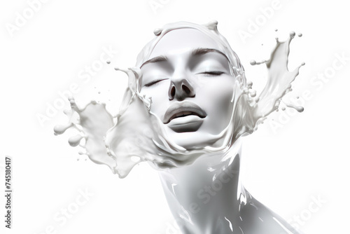  dynamic splash of water shaping an intriguing mask over a woman's face