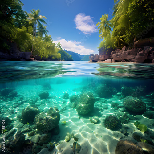 Crystal-clear water in a tropical paradise.