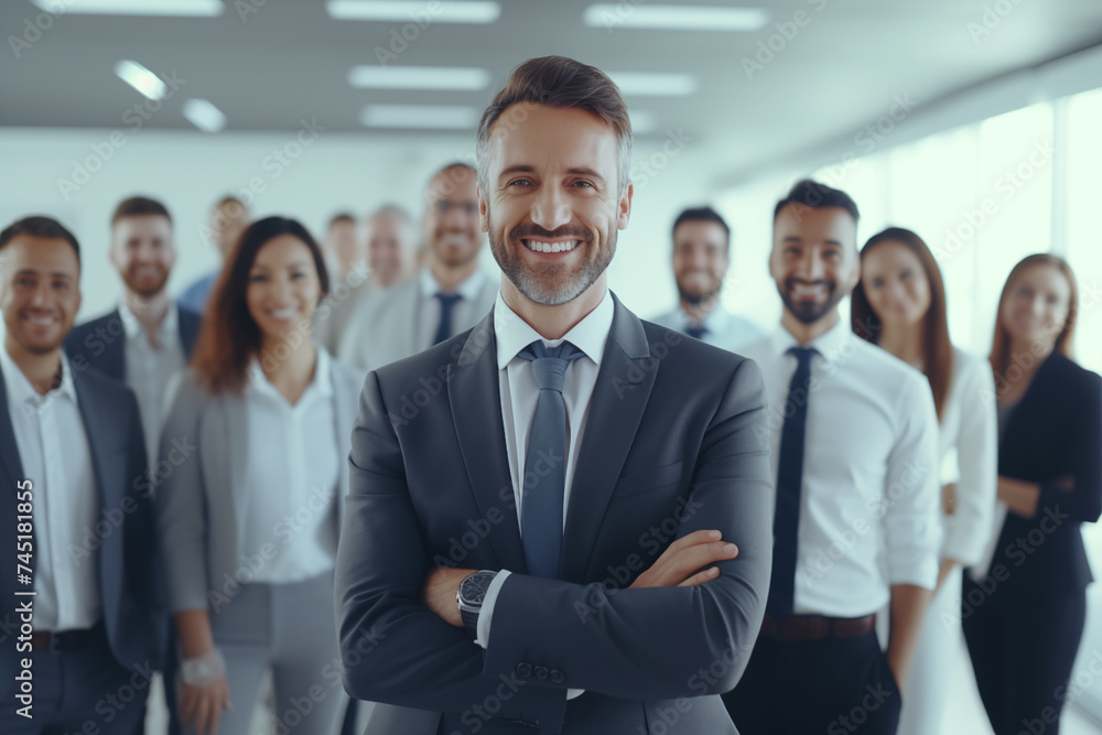 Confident Business Professionals Smiling Directly at Camera in Workplace Environment Confident Business Professionals Smiling Directly at Camera in Workplace Environment