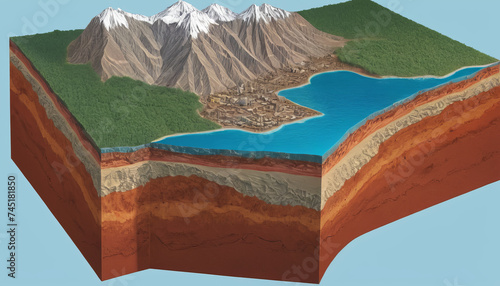 Detailed geological illustration of the Earth's layers photo
