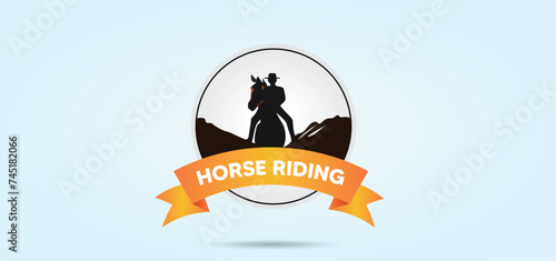 horse riding logo vector illustration