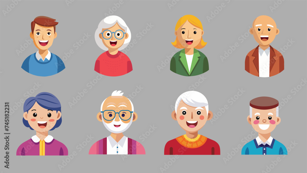 set of smile cartoon people set of smile cartoon people