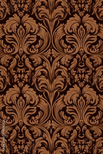 A Brown wallpaper with ornate design  in the style of victorian  repeating pattern vector illustration