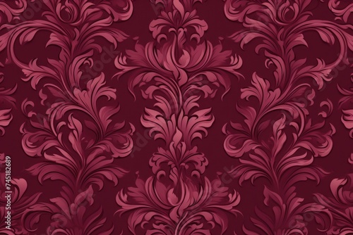 A Burgundy wallpaper with ornate design, in the style of victorian, repeating pattern vector illustration