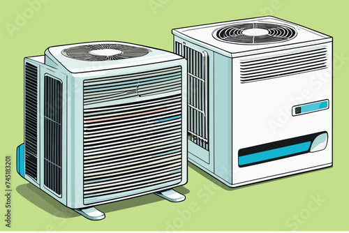 a  air conditioner vector illustration line art