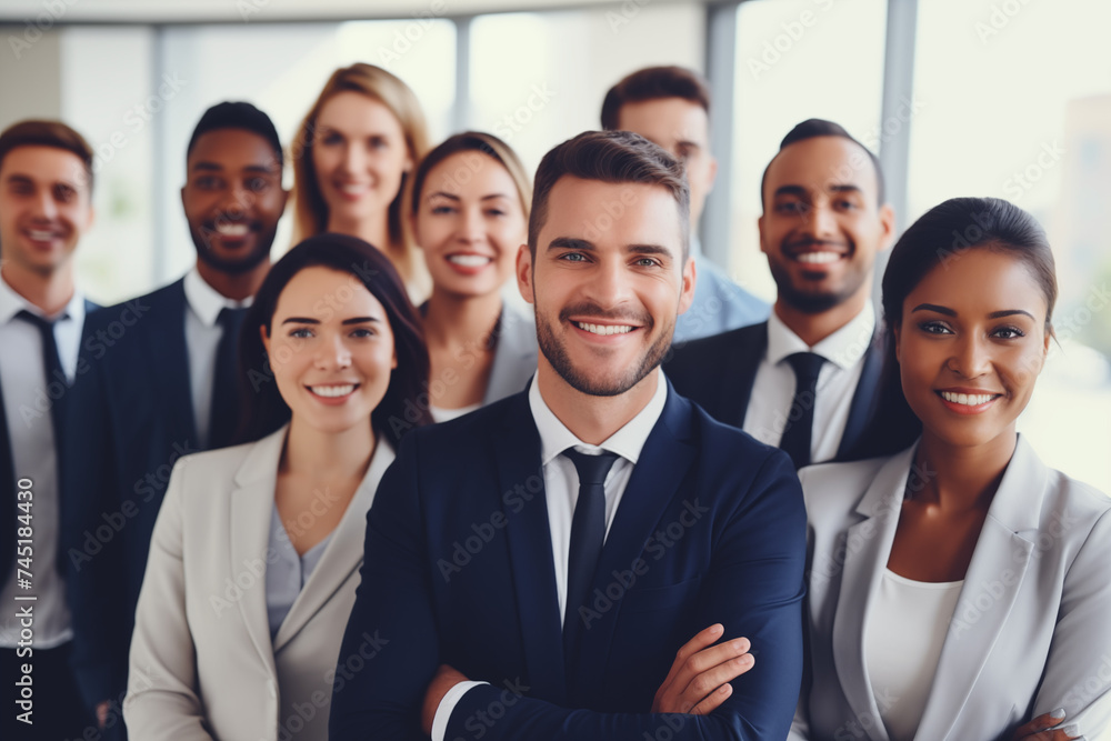 Confident Business Professionals Smiling Directly at Camera in Workplace Environment Confident Business Professionals Smiling Directly at Camera in Workplace Environment
