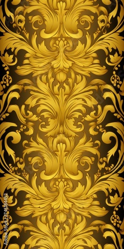 A Gold wallpaper with ornate design, in the style of victorian, repeating pattern vector illustration