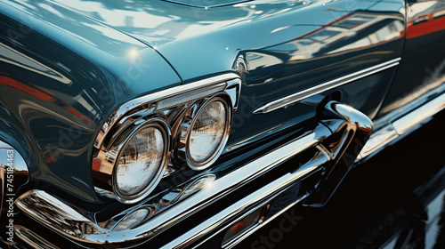 Close Up of Front of Classic Car. Generative AI © MikeLegend