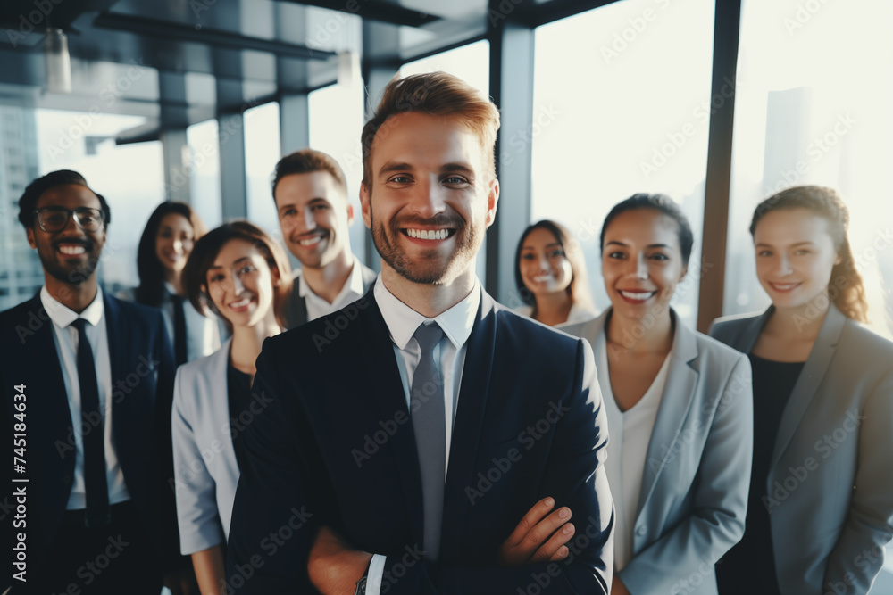 Confident Business Professionals Smiling Directly at Camera in Workplace Environment Confident Business Professionals Smiling Directly at Camera in Workplace Environment