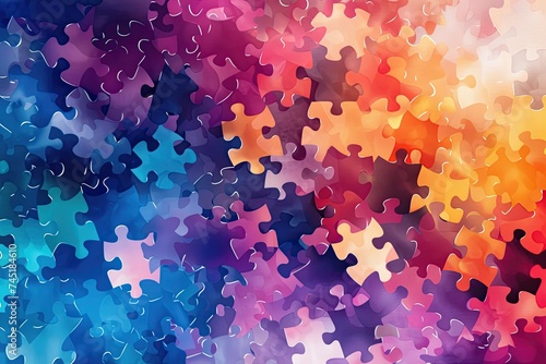 World autism awareness day. Colorful puzzles vector background. autism Symbol, abstract illustration photo