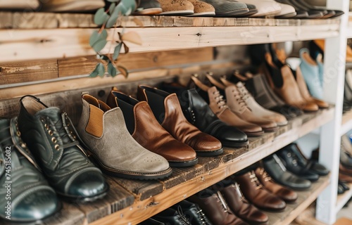 A rack of shoes in various styles and sizes
