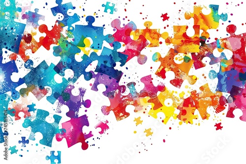 World autism awareness day. Colorful puzzles vector background. autism Symbol, abstract illustration
