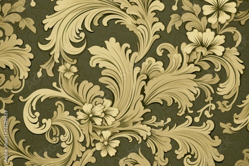 A Khaki wallpaper with ornate design  in the style of victorian  repeating pattern vector illustration