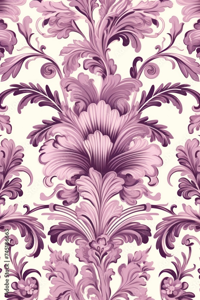 A Mauve wallpaper with ornate design, in the style of victorian, repeating pattern vector illustration