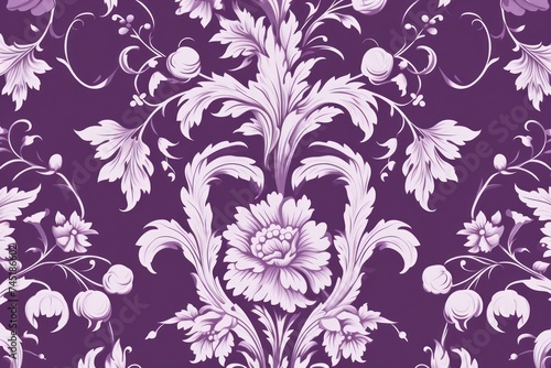 A Mauve wallpaper with ornate design, in the style of victorian, repeating pattern vector illustration