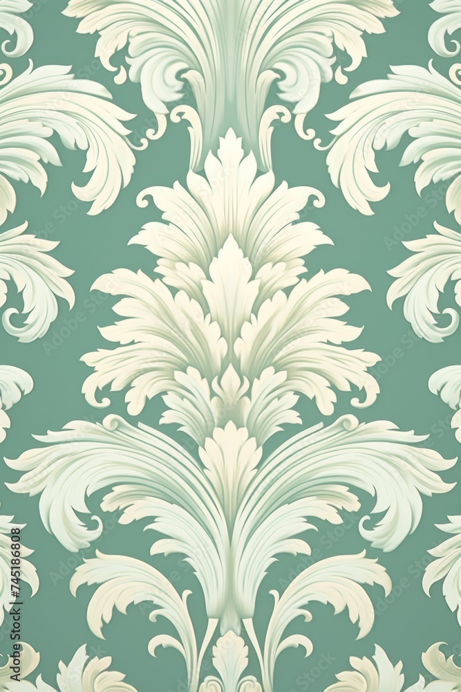 A Mint wallpaper with ornate design, in the style of victorian, repeating pattern vector illustration