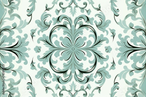 A Mint wallpaper with ornate design  in the style of victorian  repeating pattern vector illustration