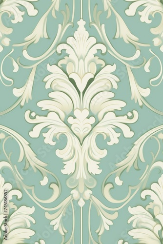 A Mint wallpaper with ornate design  in the style of victorian  repeating pattern vector illustration