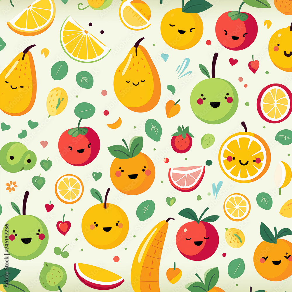 Various fruits and vegetables arranged on white background. Generative AI Various fruits and vegetables arranged on white background. Generative AI
