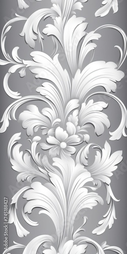 A Silver wallpaper with ornate design, in the style of victorian, repeating pattern vector illustration