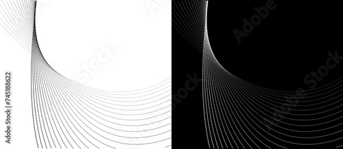 Modern abstract background. Halftone dots as design element. Black shape on a white background and the same white shape on the black side.