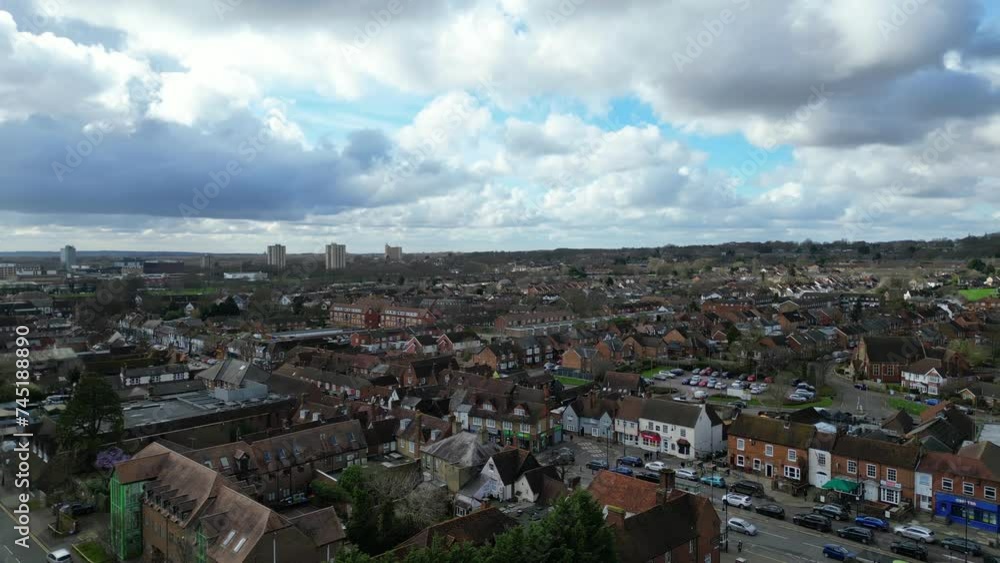 Best Aerial View of British City Stevenage During Cloudy Day Best Aerial View of British City Stevenage During Cloudy Day