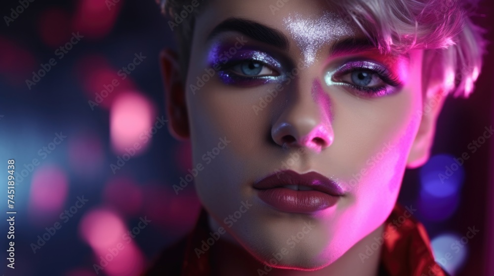 Close-up of a person with makeup, suitable for beauty and fashion concepts Close-up of a person with makeup, suitable for beauty and fashion concepts